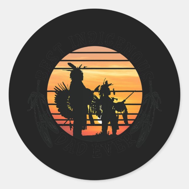 Native American Dad Father's Day Gift Apparel  Classic Round Sticker (Front)