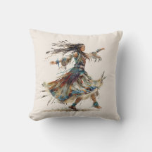 Native American Dancer Throw Pillow