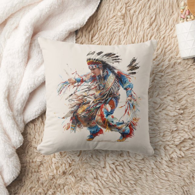 Native American Dancer Throw Pillow (Blanket)