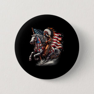 Native American Day Flag Indian Riding Horse 4th O 6 Cm Round Badge