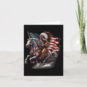 Native American Day Flag Indian Riding Horse 4th O Card