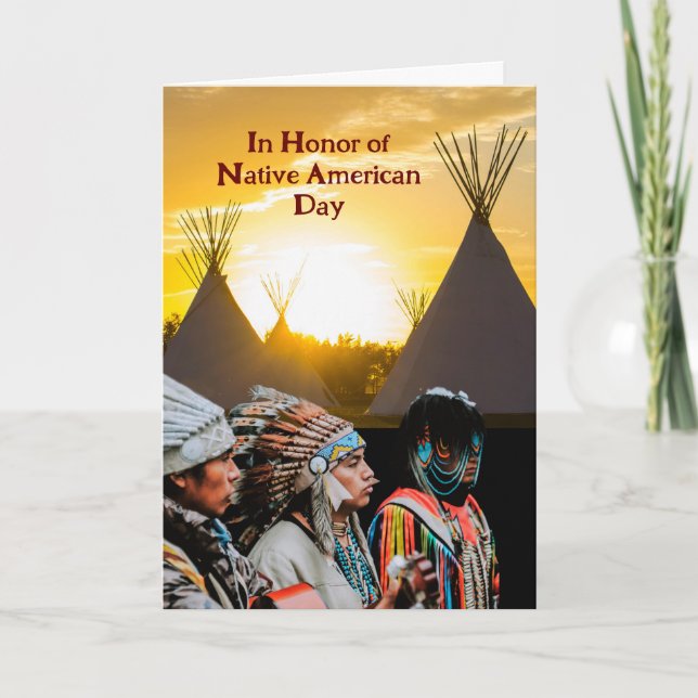 Native American Day Tipis at Sunset Card (Front)