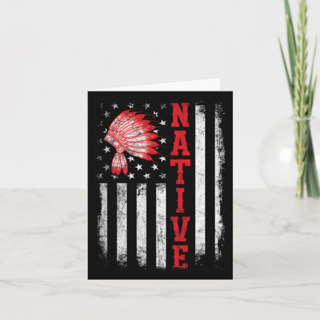 Native - American Day Usa Flag Cherokee Indigenous Card (Front)