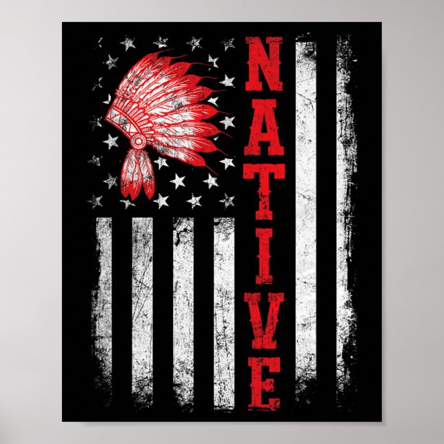 Native - American Day Usa Flag Cherokee Indigenous Poster (Front)