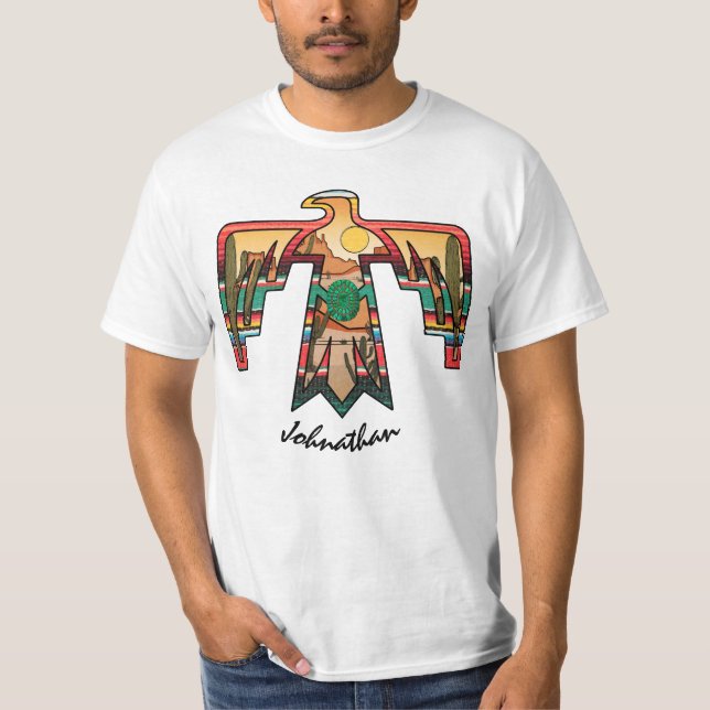 Native American Desert Thunderbird Editable name T-Shirt (Front)