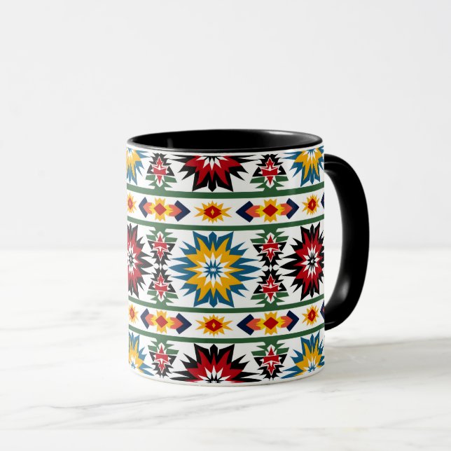 Native American Design - Vibrant Starburst Pattern Mug (Front Right)