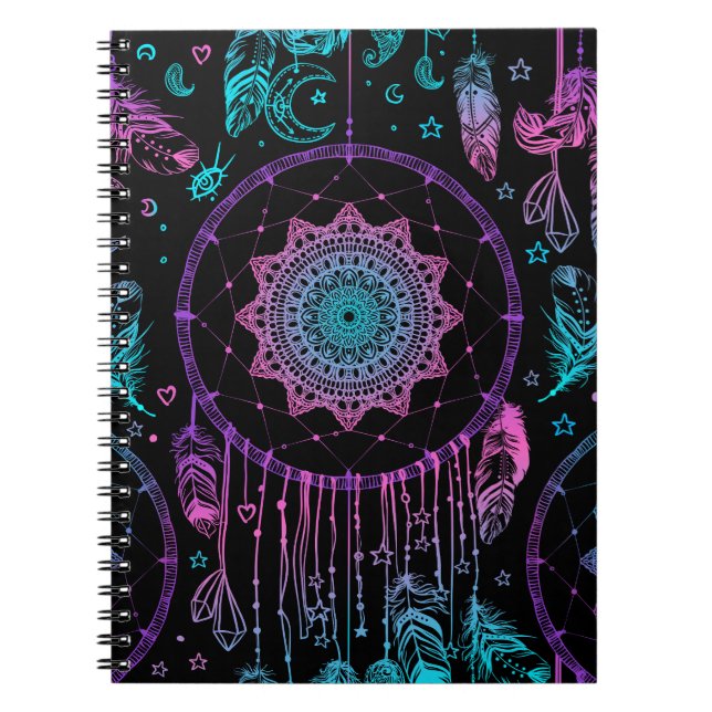 Native American Dreamcatcher Moon Pattern Notebook (Front)