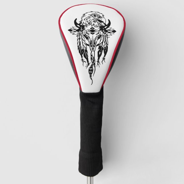 Native American, Eagle, Dreamcatcher, cow skull Golf Head Cover (Front)