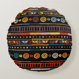 Native American Essence: Ethnic Vintage Round Cushion
