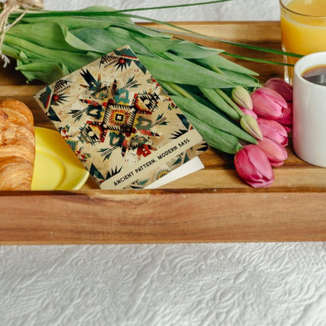 Native American Ethnic Art Tribe Pattern Card ( Native American Ethnic Art Tribe Pattern, vintage-inspired tribal design, showcases geometric shape)