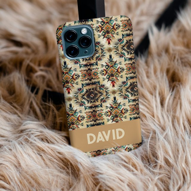 Native American Ethnic Art Tribe Pattern Custom  Case-Mate iPhone Case ( Native American Ethnic Art Tribe Pattern, vintage-inspired tribal design, birthday gifts western )