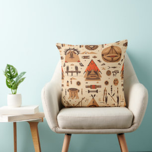 Native American Ethnic Art Tribe Pattern Vintage Cushion