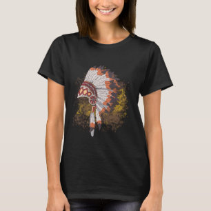 Native American Feather Headdress Indian Chief Tri T-Shirt