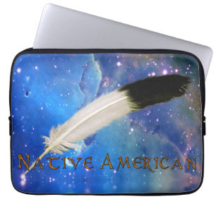 NATIVE AMERICAN Feather Outer-Space Laptop Sleeve