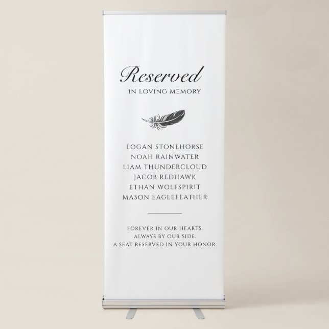 Native American Feather Reserved Wedding Memorial Retractable Banner (Front)