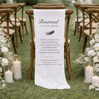 Native American Feather Reserved Wedding Memorial Short Table Runner