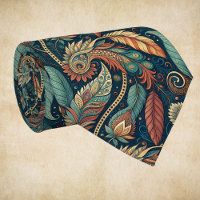 Native American Feather Swirl Terra Cotta Teal