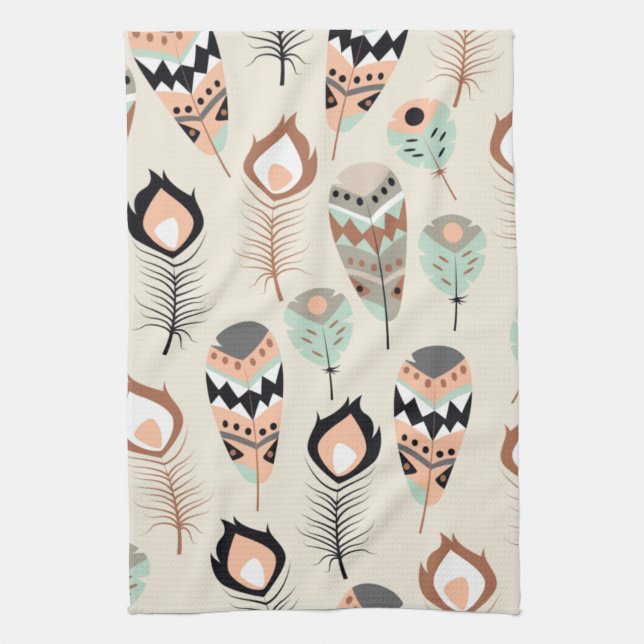 Native American Feather  Tea Towel (Vertical)