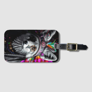 Native American Fox art Luggage Tag