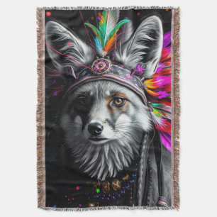 Native American Fox art Throw Blanket