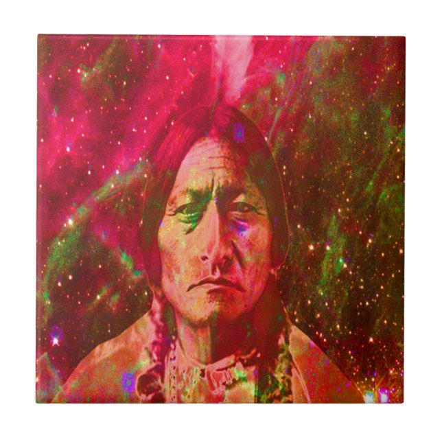 Native American Ghost of Sitting Bull Tile (Front)