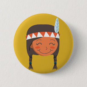 Native American Girl 6 Cm Round Badge