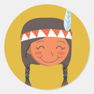 Native American Girl Classic Round Sticker