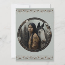 Native American Girl Horse Invitations