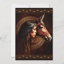 Native American Girl Horse Invitations
