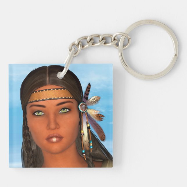 Native American Girl Key Ring (Back)