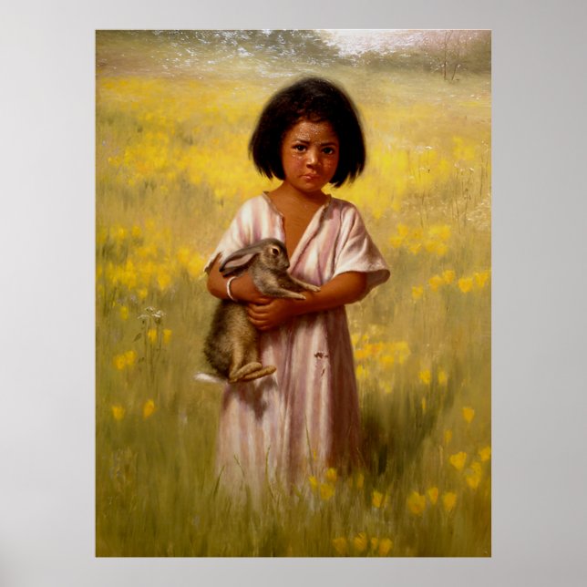Native American Girl with Rabbit   Poster (Front)