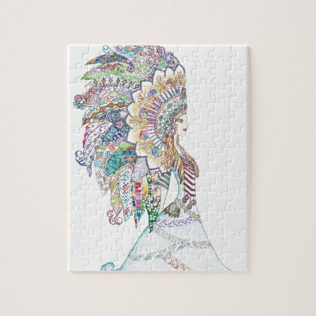 Native American Girl's Headdress Jigsaw Puzzle (Vertical)