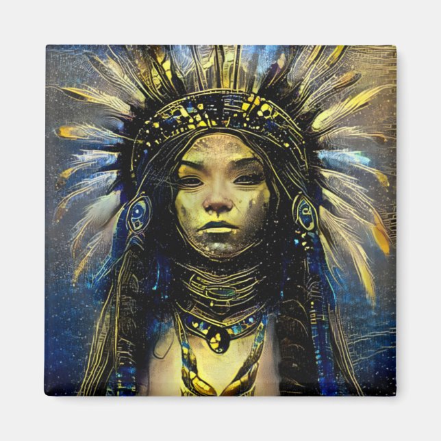 Native American- Gold Feather Magnet (Front)