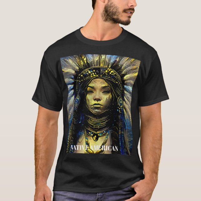 Native American- Gold Feather= T-Shirt (Front)