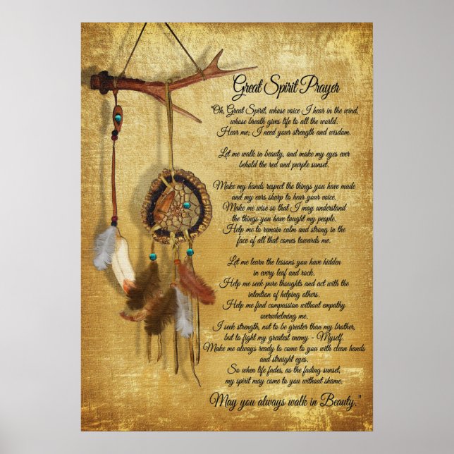 Native American Great spirit Prayer Poster (Front)