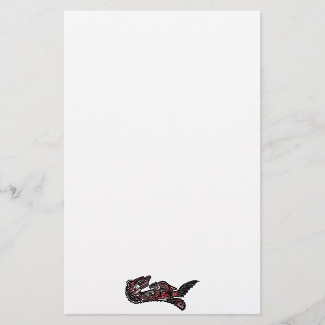 Native American Haida Art Otter Illustration Stationery (Front)