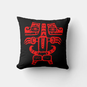Native American Haida Chilkat Double Bear Tribal Cushion