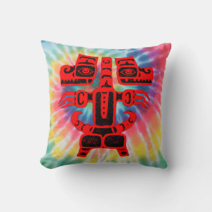 Native American Haida Double Rainbow Bear Tribal Cushion