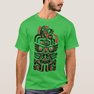 Native American Haida Wolf Horse Bird Art  T-Shirt