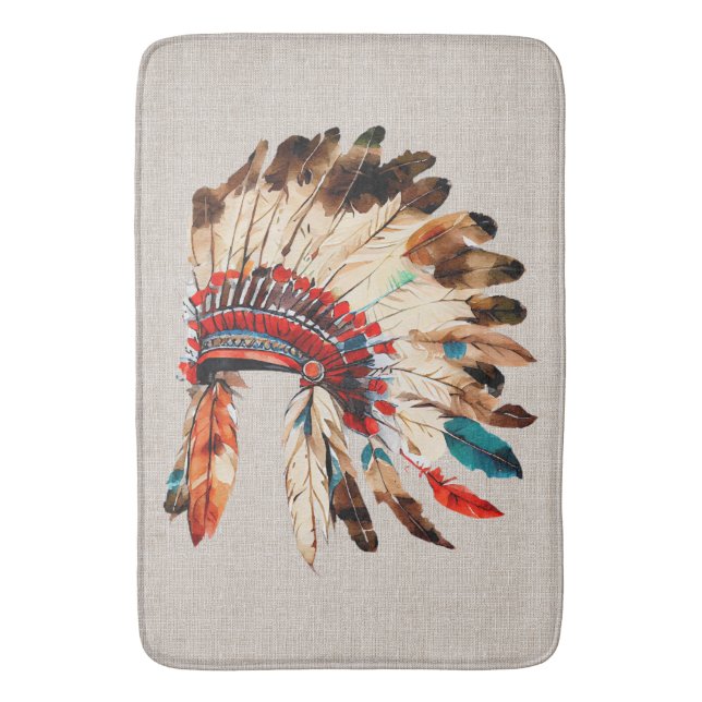 Native American Headdress Bath Mat (Front Vertical)