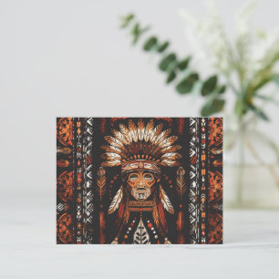 Native American Headdress Ethnic Art Tribe Postcard