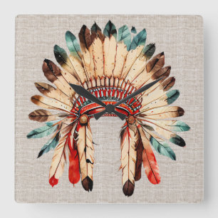 Native American Headdress Wall Clock