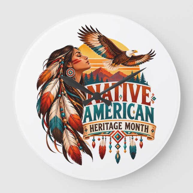 Native American Heritage Month Tribute Large Clock (Front)