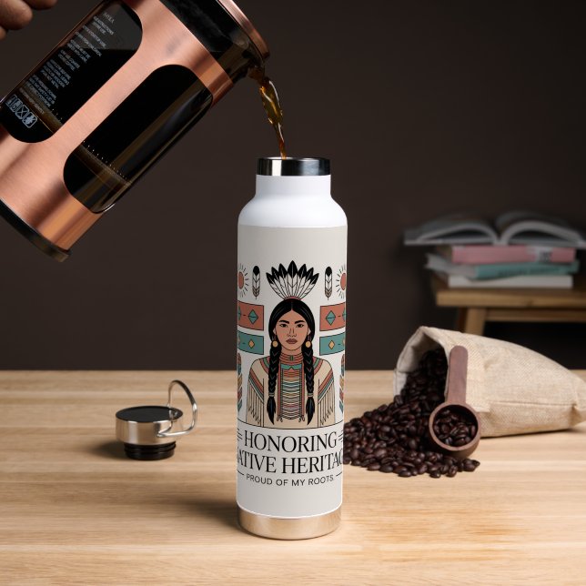 Native american heritage water bottle (Coffee (Rotated))
