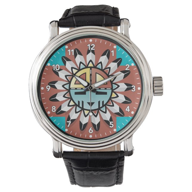 Native American Hopi Kachina Tribal Art Design Watch (Front)