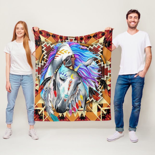 Native American Horse Fleece Blanket (In Situ)