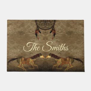 Native American Horses & Dream Catcher Doormat