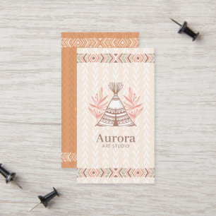 Native American Hut Indian Style Boho Monogram Calling Card