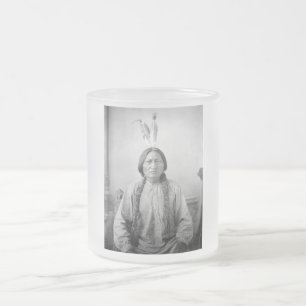Native American Icon: Lakota Leader Sitting Bull   Frosted Glass Coffee Mug