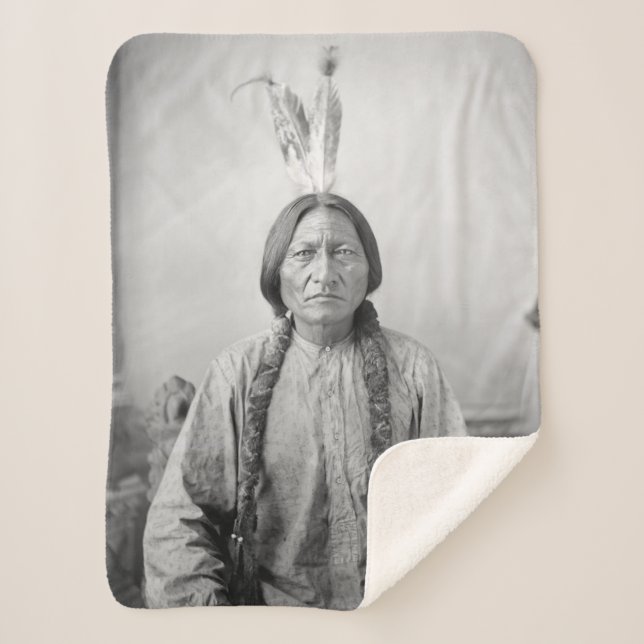Native American Icon: Lakota Leader Sitting Bull   Sherpa Blanket (Front)
